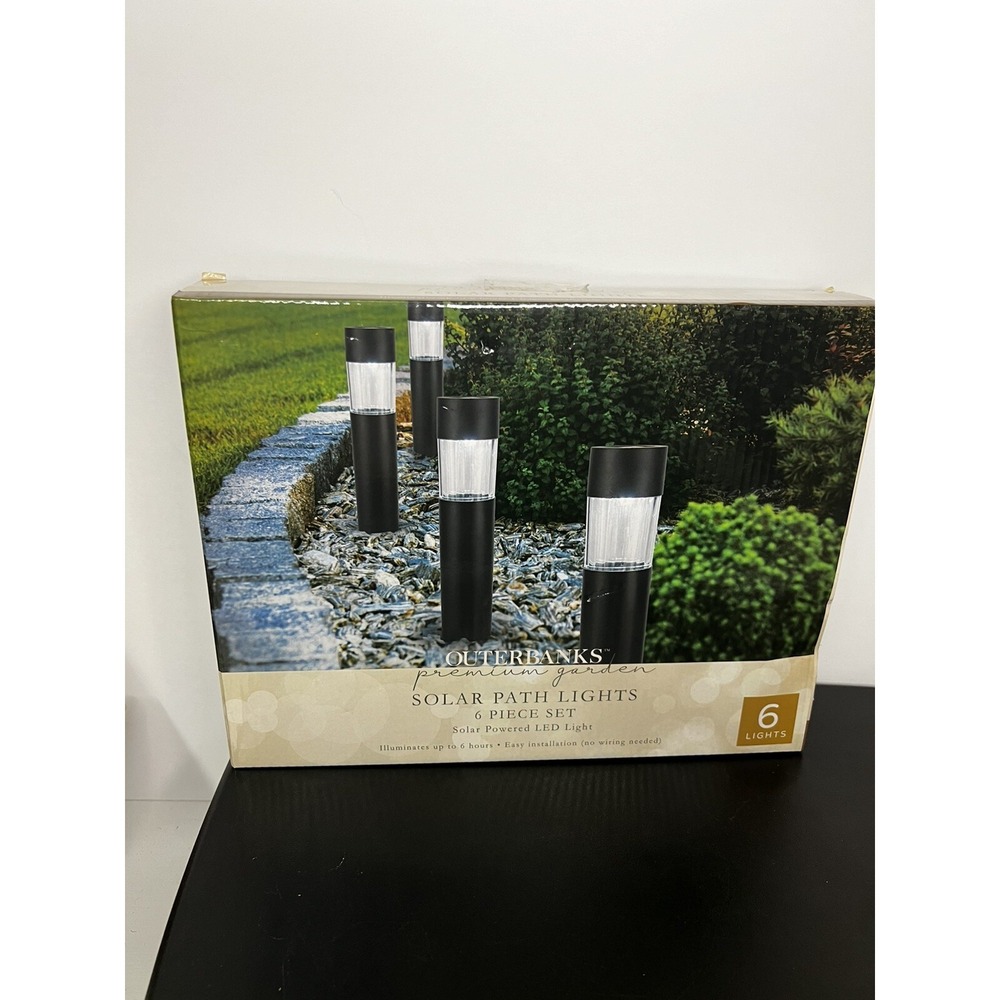 Outerbanks Premium Solar LED Path Lights 6 Pack, Waterproof Outdoor Garden Light